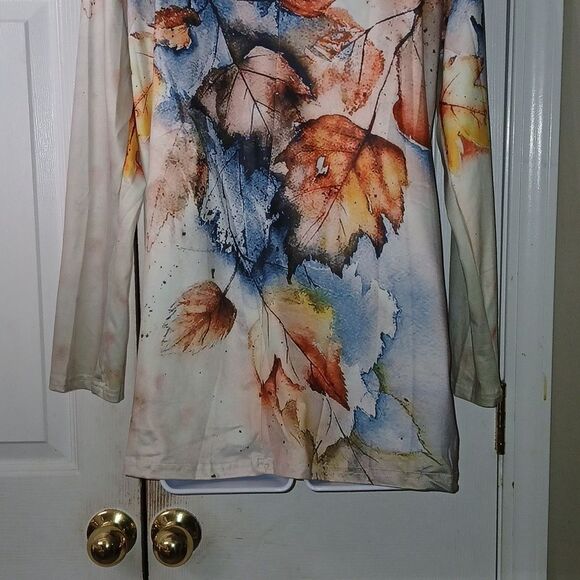 Fall leaves multicolor tunic  fall autumn harvest tunic Sz S NWOT - Picture 7 of 9